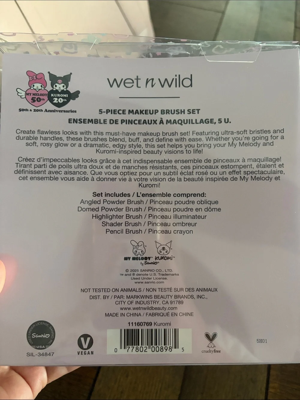 Wet&Wild My Melody & Kuromi 5-Piece Makeup Brush Set Purple